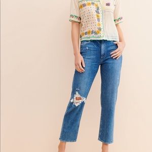 Noelle Distressed Straight-Leg Jeans | Medium Wash | 30 Paige jeans gently worn